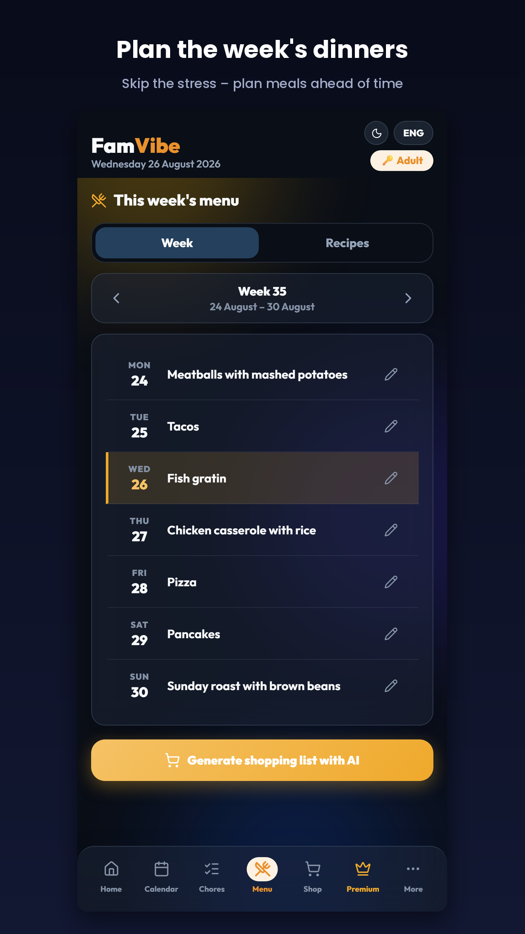 FamVibe meal plan
