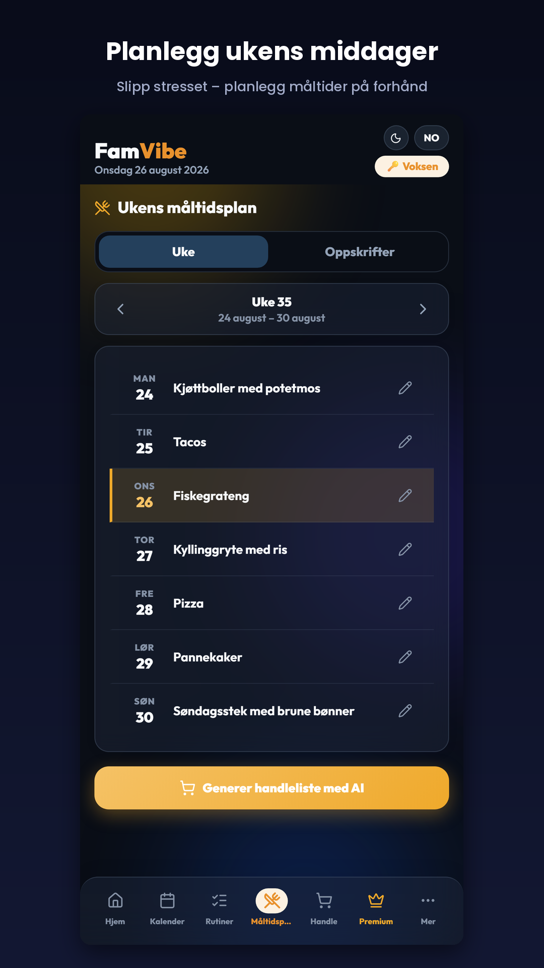 FamVibe måltidsplan